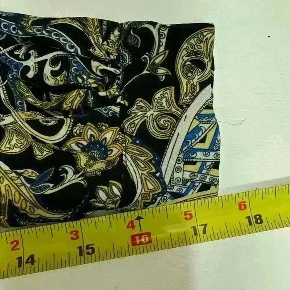 H&M Women Blouse Top Black Gold Floral Geometric Button Collar Long Sleeve US 4 - Picture 11 of 12